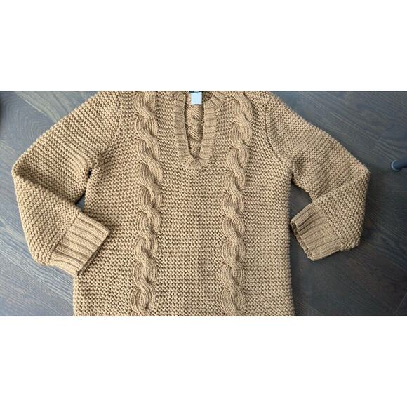 J Crew Hand Knit Chunky Cable-knit Pullover Sweater Toffie Brown ~ M-L - Picture 2 of 5